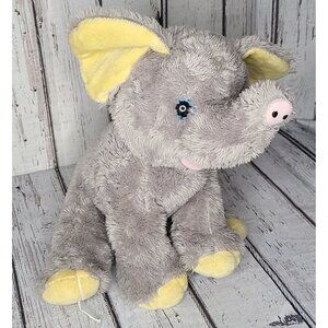 13" Vintage Bear Factory Grey & Yellow Elephant Plush Stuffed Animal 2001 Cute